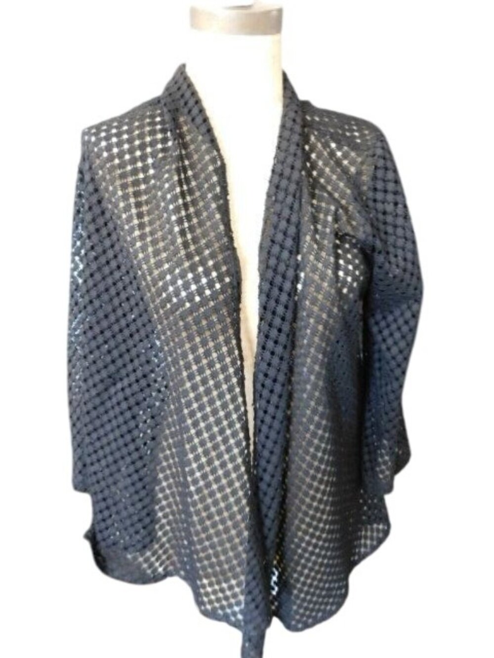 Slinky Brand Size XS Black Semi Sheer Cut Out Cardigan Style Jacket Top